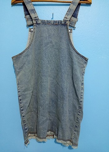 Kadın Gri Kot Midi Salopet - Görsel 6