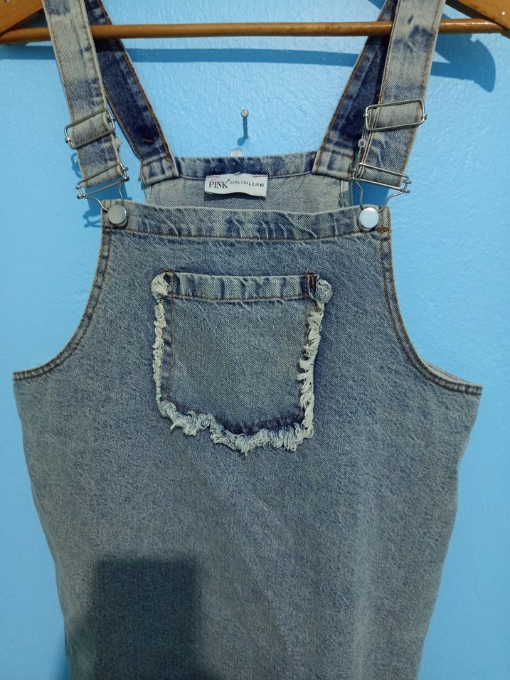 Kadın Gri Kot Midi Salopet - Görsel 5