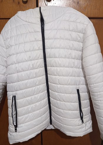 Fermuarlı Beyaz Erkek Kışlık Mont - Görsel 2