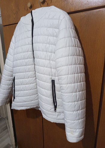 Fermuarlı Beyaz Erkek Kışlık Mont - Görsel 4