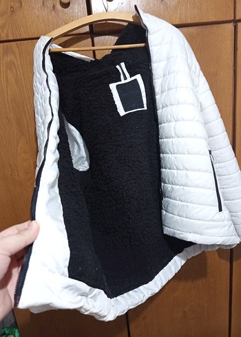 Fermuarlı Beyaz Erkek Kışlık Mont - Görsel 5