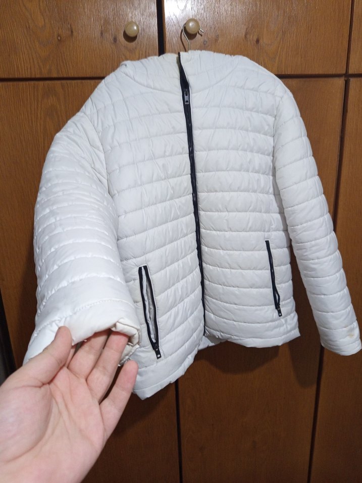 Fermuarlı Beyaz Erkek Kışlık Mont - Görsel 3