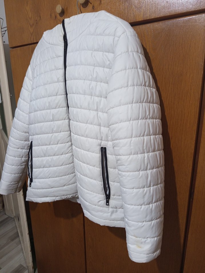 Fermuarlı Beyaz Erkek Kışlık Mont - Görsel 4