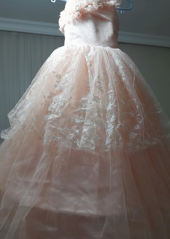 LC Waikiki Pembe Straplez Uzun Vintage Abiye Elbise