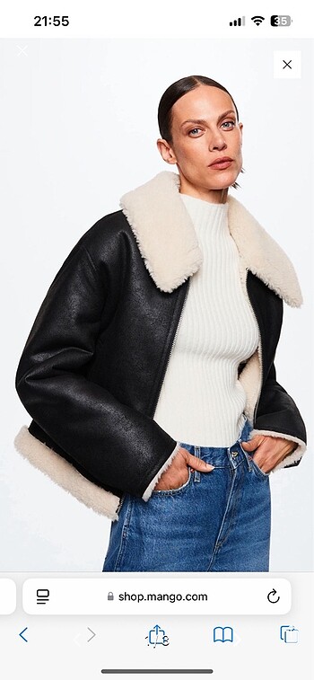 Mango Kürklü Biker Mont