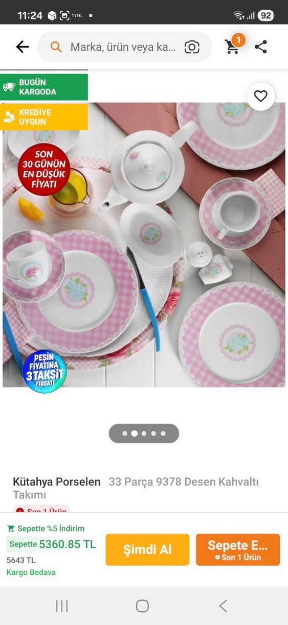 Pembe Pastel Desenli kahvaltı takımı - Görsel 2