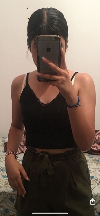 siyah dantelli crop