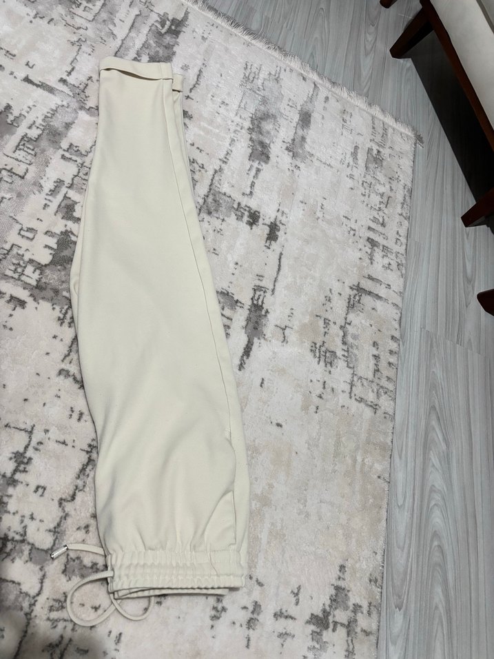 Bej unisex kumaş pantolon - Görsel 2