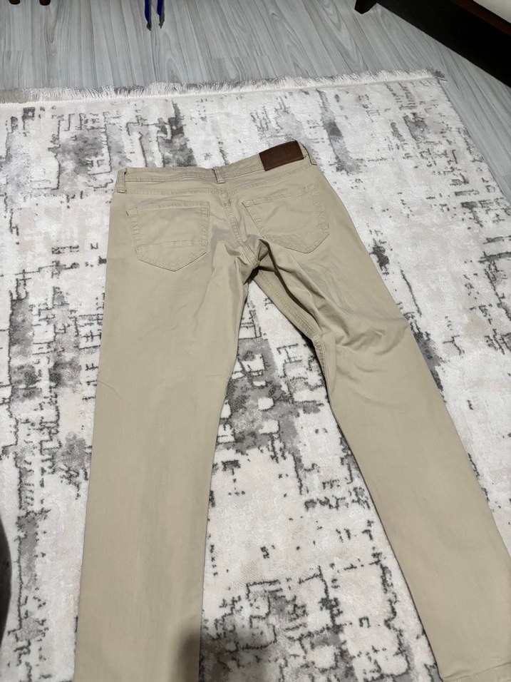 Bej Regular Fit Keten Erkek Pantolon - Görsel 2