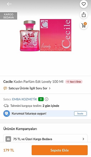 Cecile lovely kadın parfüm 100ml