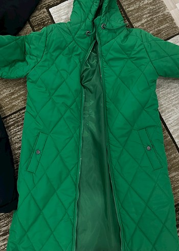 Düğmeli Yeşil Kadın Midi Kaban - Görsel 3