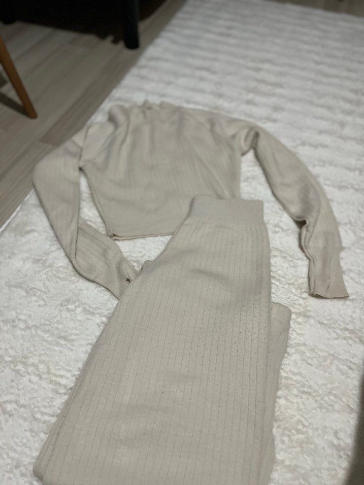 Bej Kadın Uzun Kollu Basic Takım - Görsel 3