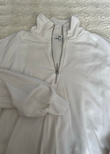 Kadın Beyaz Yarım Fermuarlı Sweatshirt - Görsel 3