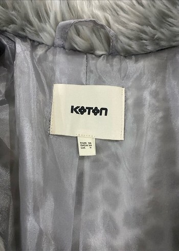 Gri kadın midi boy suni kürk kaban - Görsel 2