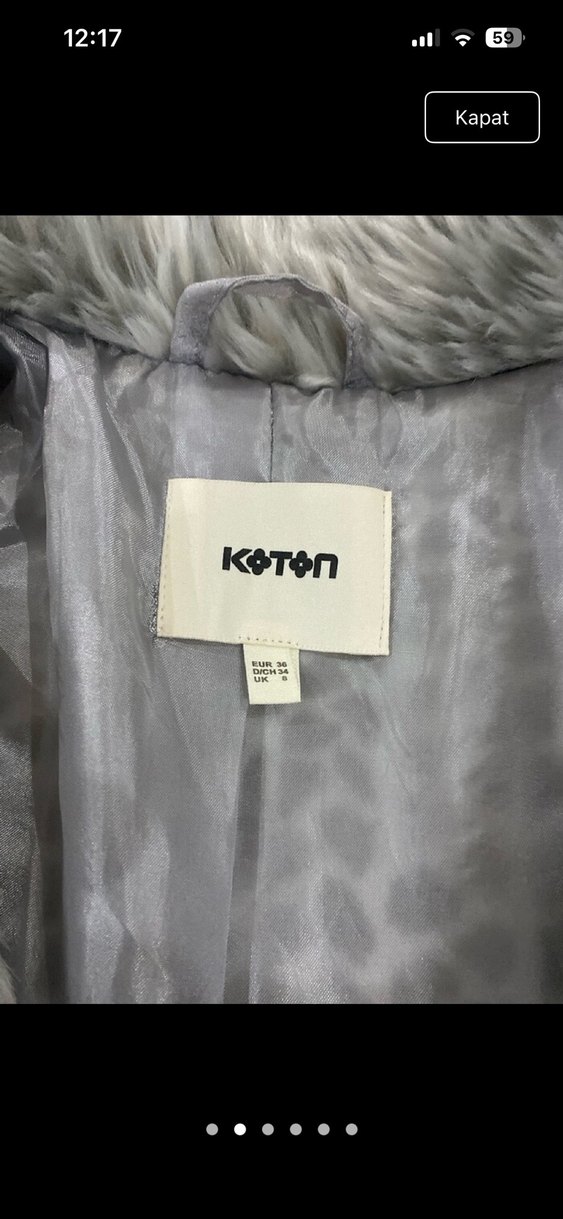 Gri kadın midi boy suni kürk kaban - Görsel 2