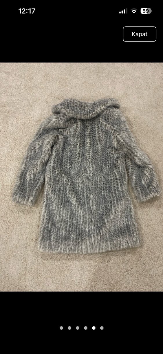 Gri kadın midi boy suni kürk kaban - Görsel 5