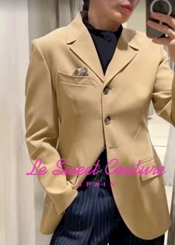 Zara Bej Kisa Kesim Dugmeli Kadin Blazer Ceket