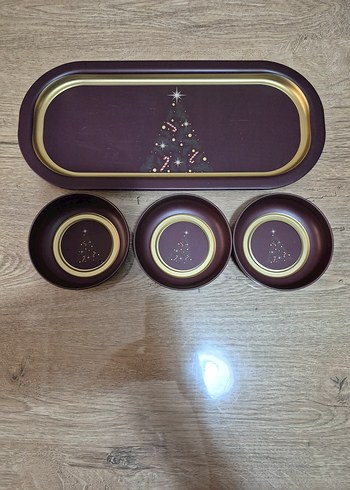 Temali Metal Oval Tepsi-Üçlü Kase Seti, adet fiyatı - Görsel 4