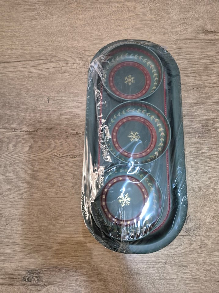 Temali Metal Oval Tepsi-Üçlü Kase Seti, adet fiyatı - Görsel 2