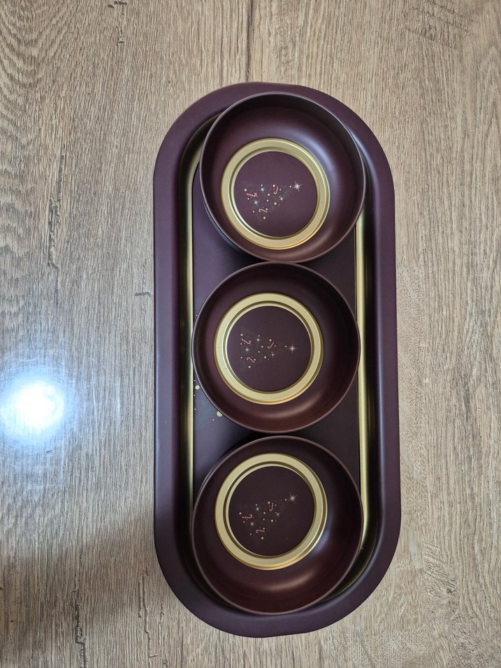 Temali Metal Oval Tepsi-Üçlü Kase Seti, adet fiyatı - Görsel 3