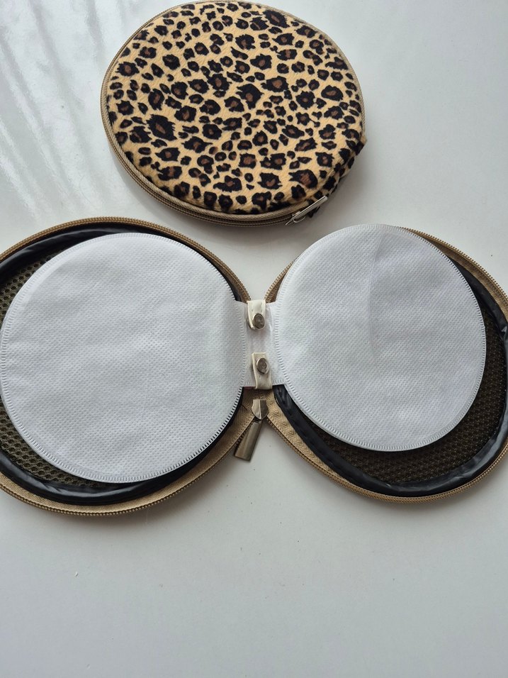 2 adet CD/DVD Çantası, Kılıfı Leopar Desenli, Fermuarlı,Yuvarlak - Görsel 2