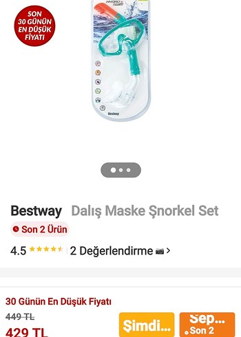 Bestway Çocuk Dalış Maskesi ve Şnorkel Seti - Görsel 3