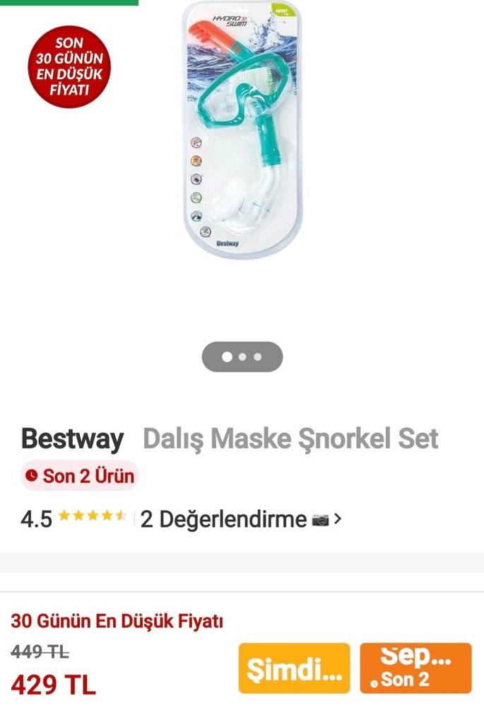 Bestway Çocuk Dalış Maskesi ve Şnorkel Seti - Görsel 3