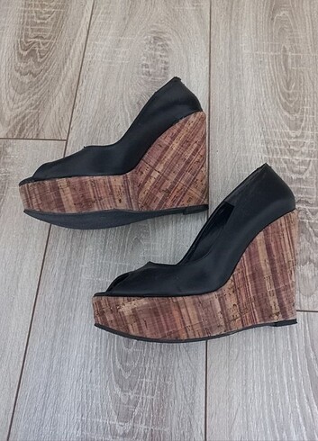 Dolgu topuklu ayakkabı, platform, 38, yeşil kundura