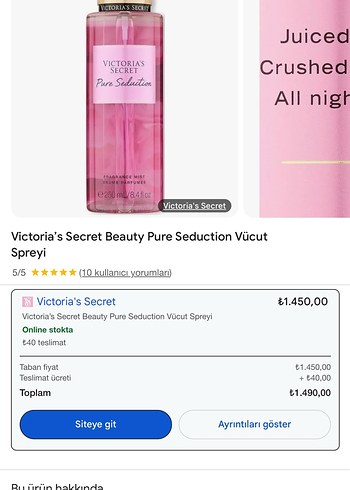  Beden Victoria's Secret Pure Seduction Parfüm Body Mist Vücut Spreyi