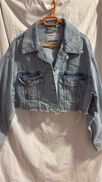 oversize crop kot denim ceket