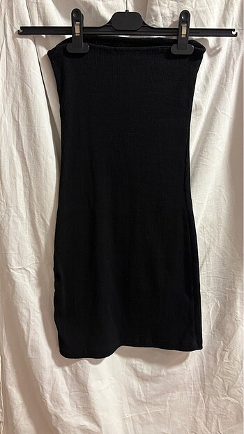 straplez siyah mini elbise - Görsel 2