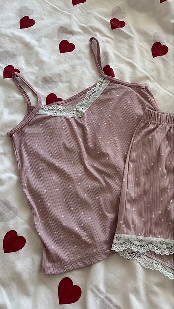 Diğer askılı şortlu yazlık pijama takımı