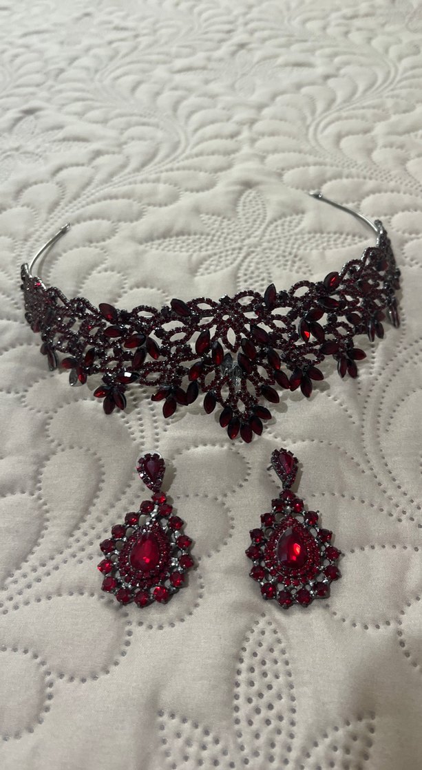 Bordo İşlemeli kıma tacı - Görsel 2