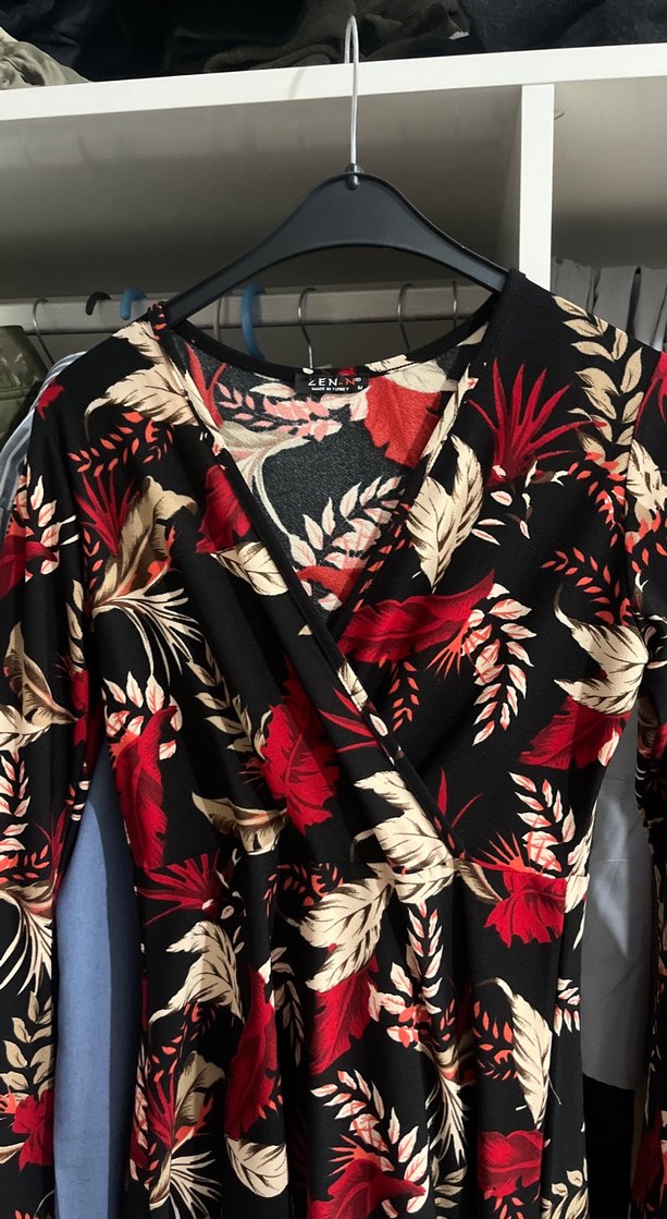 Uzun, Desenli Bohem Kadın Elbise - Görsel 2