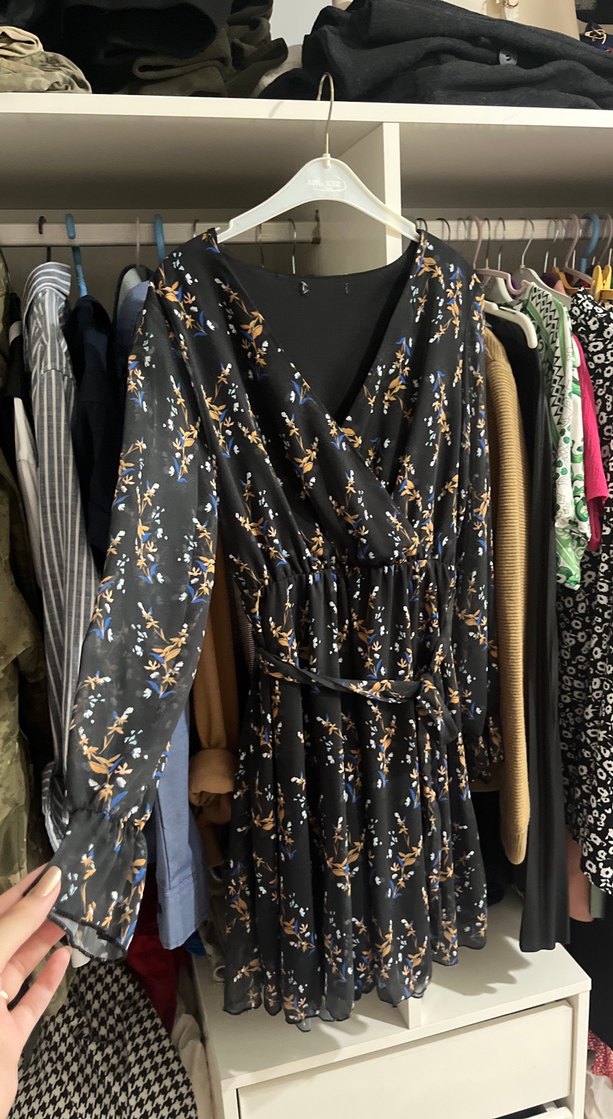 Bohem Tarz Uzun V Yaka Elbise - Görsel 3