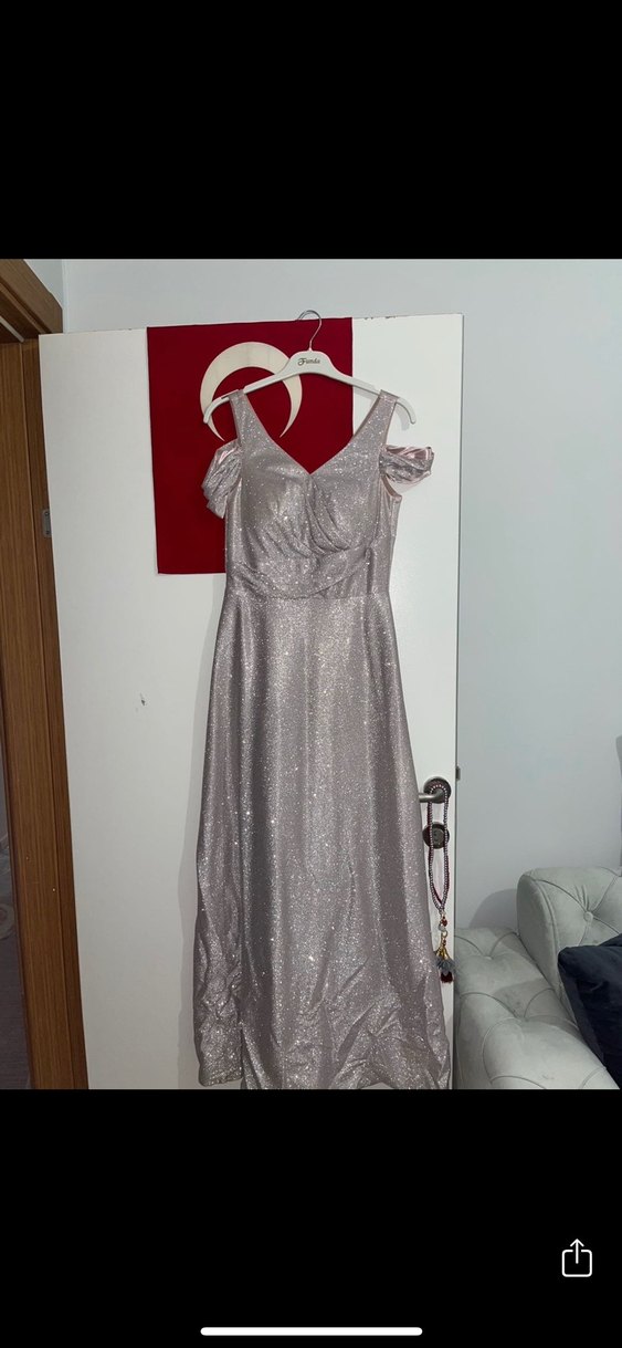 Pudra abiye elbise uzun - Görsel 3