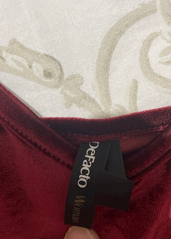 Defacto Bordo Parlak V Yaka Kadın Bluz