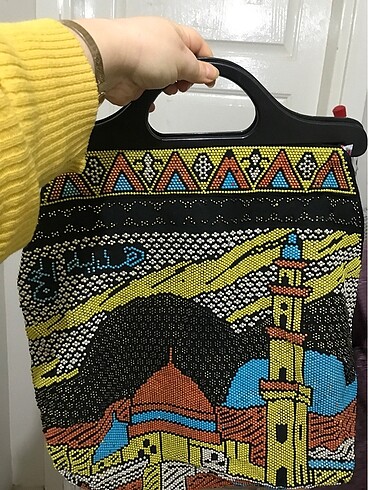 Boncuklu medine çantası vintage