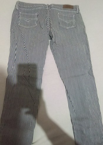 Diğer Gri Çizgili Kadın Denim Pantolon