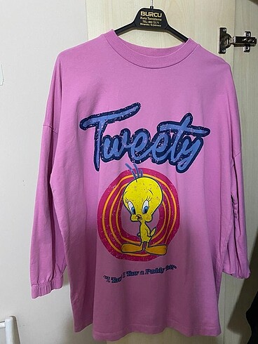 Pembe baskılı tunik