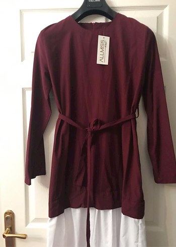 Zara Bordo Uzun Kollu Kadın elbise