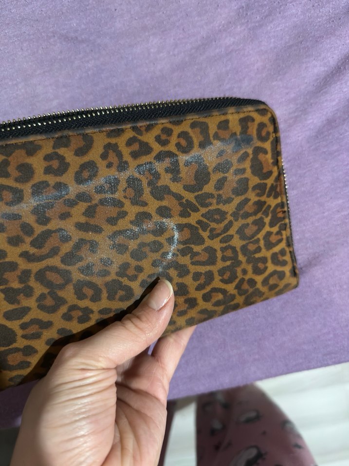 Leopar Desenli Kahverengi Fermuarlı Deri Cüzdan - Görsel 4