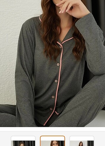 m Beden Düğmeli pijama takımı 