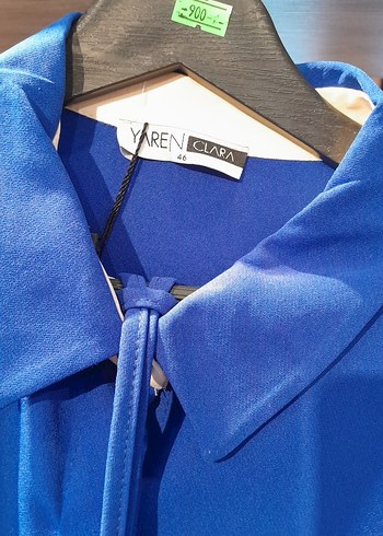 Mavi Düğmeli Uzun Kollu Kadın Gömlek - Görsel 4