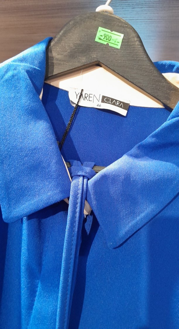 Mavi Düğmeli Uzun Kollu Kadın Gömlek - Görsel 3