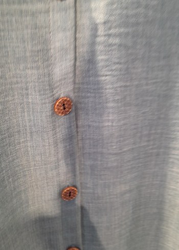 Düğmeli Uzun Kollu Gri Keten Tunik - Görsel 6