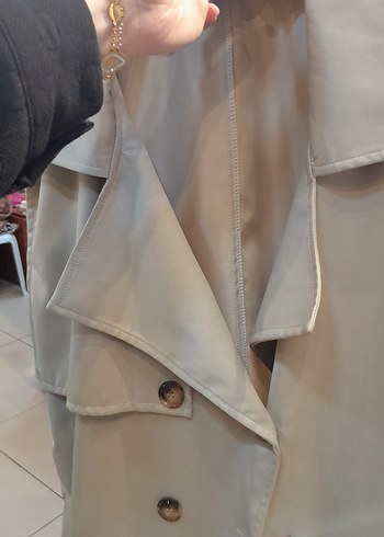 Bej Kadın Kolsuz Uzun Trençkot - Görsel 7