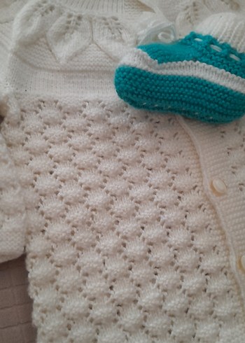 Beyaz Örgü Kız Hırka - Görsel 2