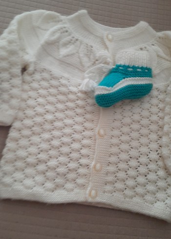 Beyaz Örgü Kız Hırka - Görsel 6