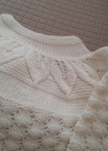 Beyaz Örgü Kız Hırka - Görsel 12